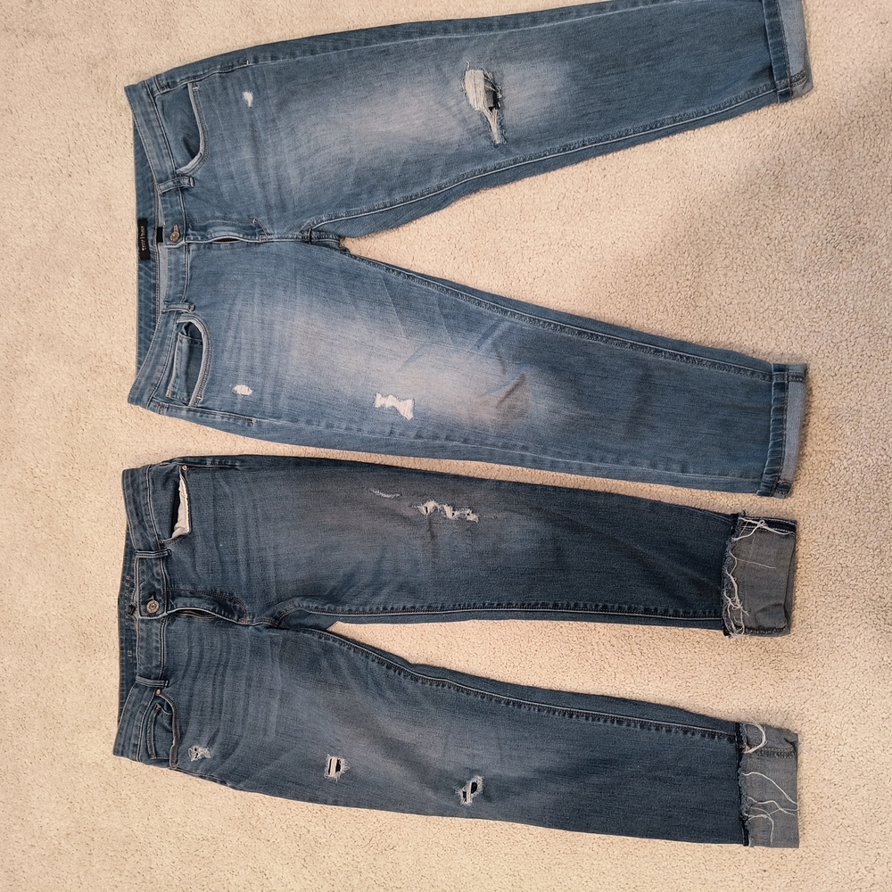 Women's WHBM distressed jeans, 12, mid rise.